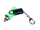 Флешка USB 2.0/micro USB/Type-C на 32 Гб c поворотным механизмом, зеленый/ металлик - фото № 3