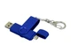 USB-флешка на 16 Гб с поворотным механизмом и дополнительным разъемом Micro USB, синий - фото № 2