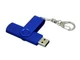 USB-флешка на 16 Гб с поворотным механизмом и дополнительным разъемом Micro USB, синий - фото № 3
