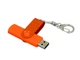 USB-флешка на 16 Гб с поворотным механизмом и дополнительным разъемом Micro USB, оранжевый - фото № 3