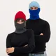 Балаклава вязаная двухцветная Knit Drop, серая / красная - фото № 2