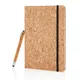 Блокнот на резинке XD Collection Cork A5 с шариковой ручкой-стилусом, 80 стр, коричневый / черный - фото № 1