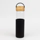 Бутылка стеклянная с силиконовой манжетой и бамбуковой крышкой Glass, 500 мл, черная - фото № 5