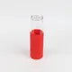 Бутылка стеклянная с силиконовой манжетой и бамбуковой крышкой Glass, 500 мл, красная - фото № 3