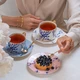 Чайная пара Farforite Blue Garden 250 мл в подарочной коробке, голубая / синяя - фото № 3