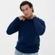 Джемпер вязаный классический Knit Drop разнофактурный, темно-синий - фото № 2