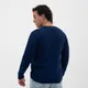 Джемпер вязаный классический Knit Drop разнофактурный, темно-синий - фото № 4