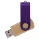 Флешка деревянная на 16 Гб Twist Wood Color USB 2.0, светло-бежевая / фиолетовая - фото № 1