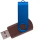Флешка деревянная на 16 Гб Twist Wood Color USB 2.0, темно-коричневая / синяя - фото № 1