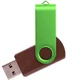 Флешка деревянная на 32 Гб Twist Wood Color USB 2.0, темно-коричневая / салатовая - фото № 1