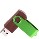 Флешка деревянная на 32 Гб Twist Wood Color USB 3.0, темно-коричневая / салатовая - фото № 2