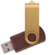 Флешка деревянная на 32 Гб Twist Wood Color USB 3.0, темно-коричневая / золотистая - фото № 1