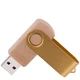 Флешка деревянная на 4 Гб Twist Wood Color USB 2.0, светло-бежевая / золотистая - фото № 2