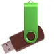 Флешка деревянная на 64 Гб Twist Wood Color USB 2.0, темно-коричневая / салатовая - фото № 1