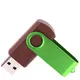Флешка деревянная на 64 Гб Twist Wood Color USB 2.0, темно-коричневая / салатовая - фото № 2