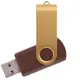 Флешка деревянная на 8 Гб Twist Wood Color USB 2.0, темно-коричневая / золотистая - фото № 1