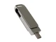 Флешка металлическая на 128 Гб с поворотным механизмом и разъемом Type-C, USB 3.0, серебристая - фото № 2