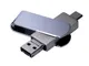 Флешка металлическая с дополнительным разъемом Micro USB на 32 Гб, USB 2.0, серебристая - фото № 1