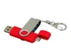 Флешка USB 2.0 на 64 Гб с поворотным механизмом и дополнительным разъемом Micro USB, красная / серебряная - фото № 2