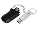 Флешка USB 2.0 на 8 Гб в массивном корпусе с кожаным чехлом, чёрная / серебристая - фото № 2
