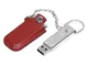 Флешка USB 2.0 на 8 Гб в массивном корпусе с кожаным чехлом, коричневая / серебристая - фото № 2