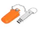 Флешка USB 2.0 на 8 Гб в массивном корпусе с кожаным чехлом, оранжевая / серебристая - фото № 2