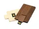 Флешка USB 2.0 на 8 Гб в виде деревянной карточки с выдвижным механизмом, тёмное дерево - фото № 4
