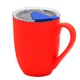 Кружка керамическая с крышкой Velvet Duo, 350 мл, soft touch, красная / синяя - фото № 1