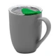 Кружка керамическая с крышкой Velvet Duo, 350 мл, soft touch, темно-серая / зеленая - фото № 1