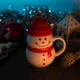 Кружка с крышкой Snowman, белая / красная - фото № 3