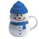 Кружка с крышкой Snowman, белая / синяя - фото № 3