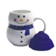 Кружка с крышкой Snowman, белая / синяя - фото № 1