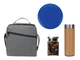 Набор для отдыха на природе с термосом, фрисби и чаем в сумке-холодильнике, серый / синий - фото № 1