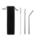 Набор многоразовых трубочек Оnlycofer black: 2 трубочки, ершик, серебряный - фото № 1