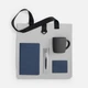 Набор Petrus Maxi: чехол для карточек, ежедневник недатированный, шопер, кружка, ручка шариковая, синий - фото № 2