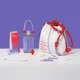 Набор Welcome Pack Bag-Changer в сумке-шопере: планер, подставка для ноутбука, бутылка для воды, ручка, брелок, шнурок, визитница, карточки-статусы, крючок для сумок, красный / сиреневый - фото № 9