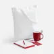 Набор Welcome Pack: ежедневник недатированный, кружка с ложкой, холщовая сумка, чехол для пропуска, ретрактор, ручка шариковая, красный / белый - фото № 1