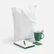 Набор Welcome Pack: ежедневник недатированный, кружка с ложкой, холщовая сумка, чехол для пропуска, ретрактор, ручка шариковая, зеленый / белый - фото № 1