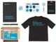 Набор Welcome Pack Simple Kit: футболка, блокнот, ручка, картхолдер, ретрактор, держатель для телефона, стикерпак, черный - фото № 1