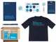 Набор Welcome Pack Simple Kit: футболка, блокнот, ручка, картхолдер, ретрактор, держатель для телефона, стикерпак, черный / синий - фото № 1