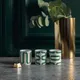 Набор из 3 стаканов для свечей Farforite «Сплетено» 140 мл в подарочной коробке, белый / зеленый / золотой - фото № 7
