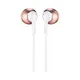 Наушники проводные внутриканальные, гарнитура, JBL T205, белый/ розовые - фото № 1