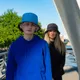 Панама двусторонняя из плащевой ткани, чёрно-голубая - фото № 6