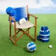 Полотенце пляжное Summer Club с полем для игры в шахматы и нарды в чехле, белое / синее - фото № 5