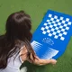 Полотенце пляжное Summer Club с полем для игры в шахматы и нарды в чехле, белое / синее - фото № 2