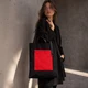Шоппер с карманом на молнии Superbag Big Pocket, черный / красный - фото № 2