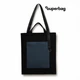Шоппер с карманом на молнии Superbag Big Pocket, черный / темно-серый - фото № 1