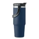 Термокружка с двойными стенками с пластиковой крышкой, соломинкой и отверстием для питья, 850 мл, синяя - фото № 7