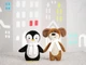 Игрушка мягкая Beastie Toys, пингвиненок с белым шарфом, белый / черный - фото № 4