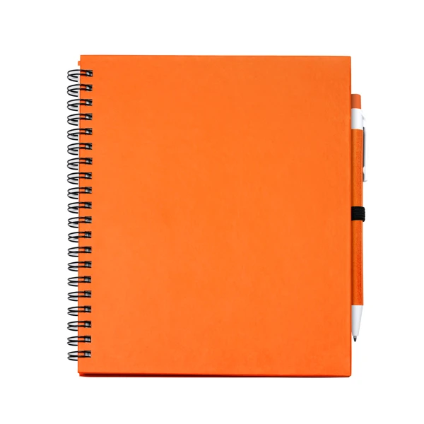 Блокнот Stamina Leynax с ручкой из переработанного картона, оранжевый